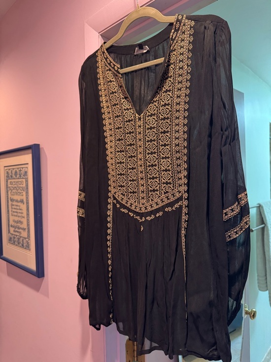 Tolani Tops - Tolani Black Tunic Dress Size XL with Gold Embroidery